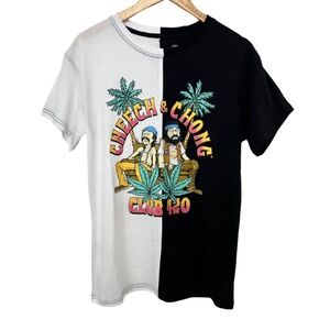 Cheech & Chong Club 420 Spliced Colorblock Graphic T-Shirt Medium